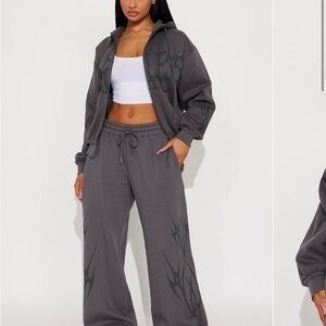 Fashion Nova Charcoal Track Pants